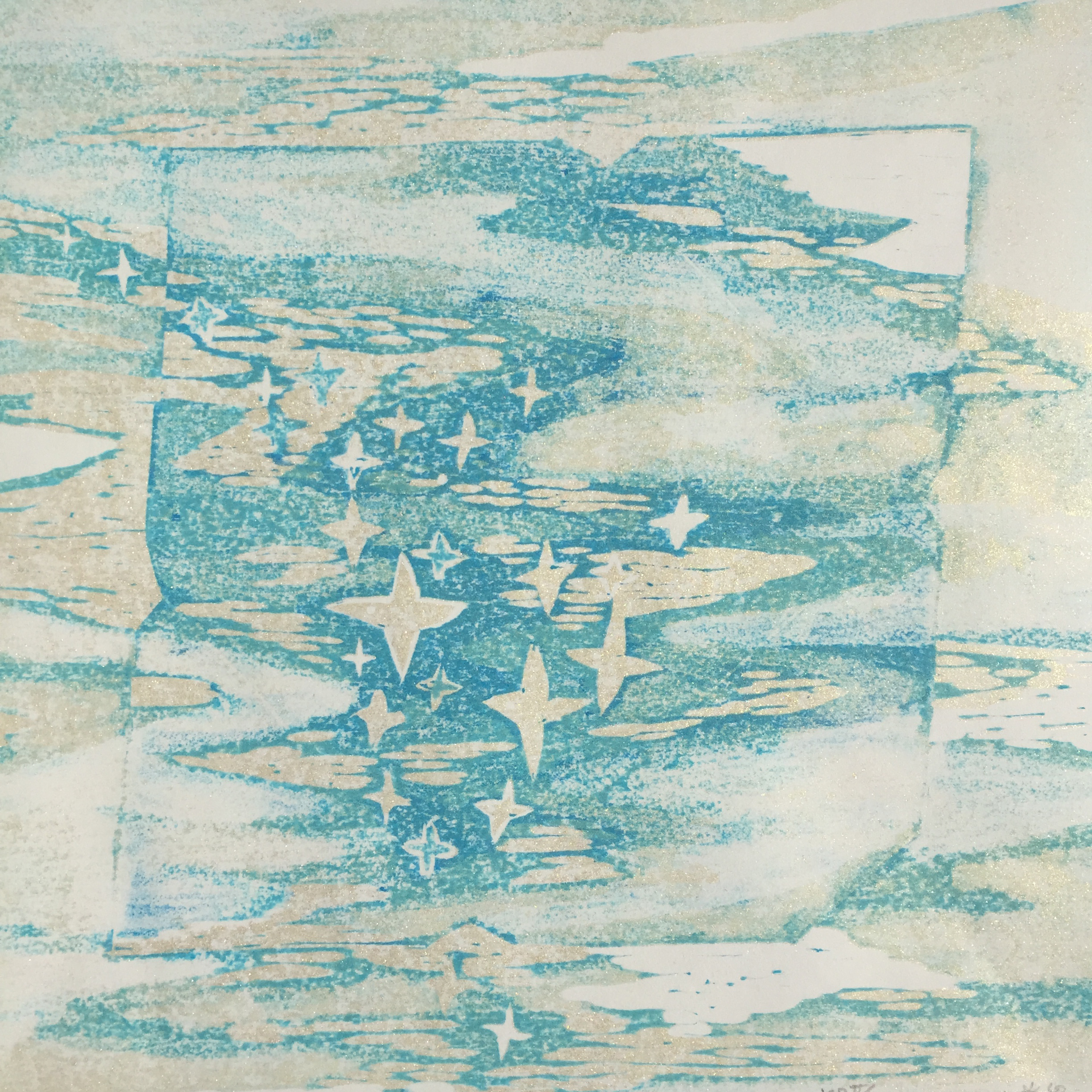 庄司光里 木版画 ー夜明けの風ー