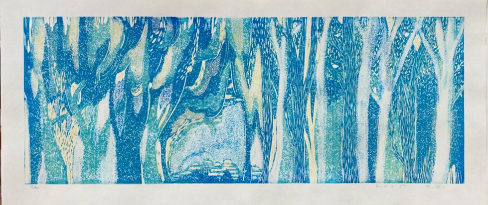 「光と影」400×810mm 2025年作 木版